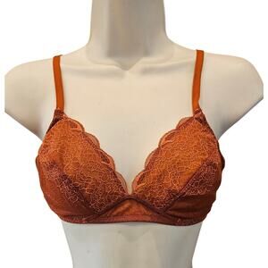 Lace Camila Bralette golden brown M layering sexy lace t shirt bra NWOT